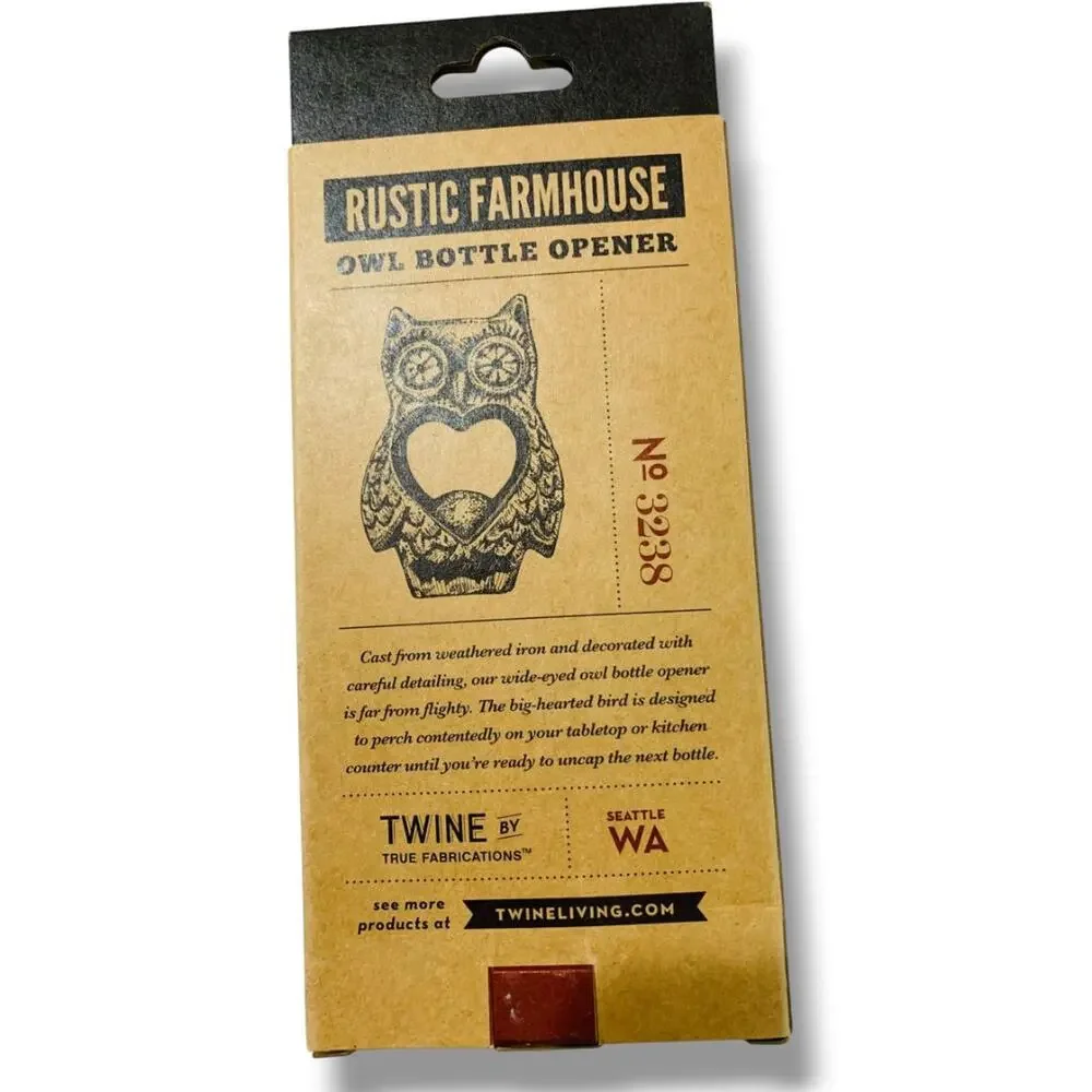 Twine Rustic Elegance Farmhouse Owl Bottle Opener New in Box 3.25